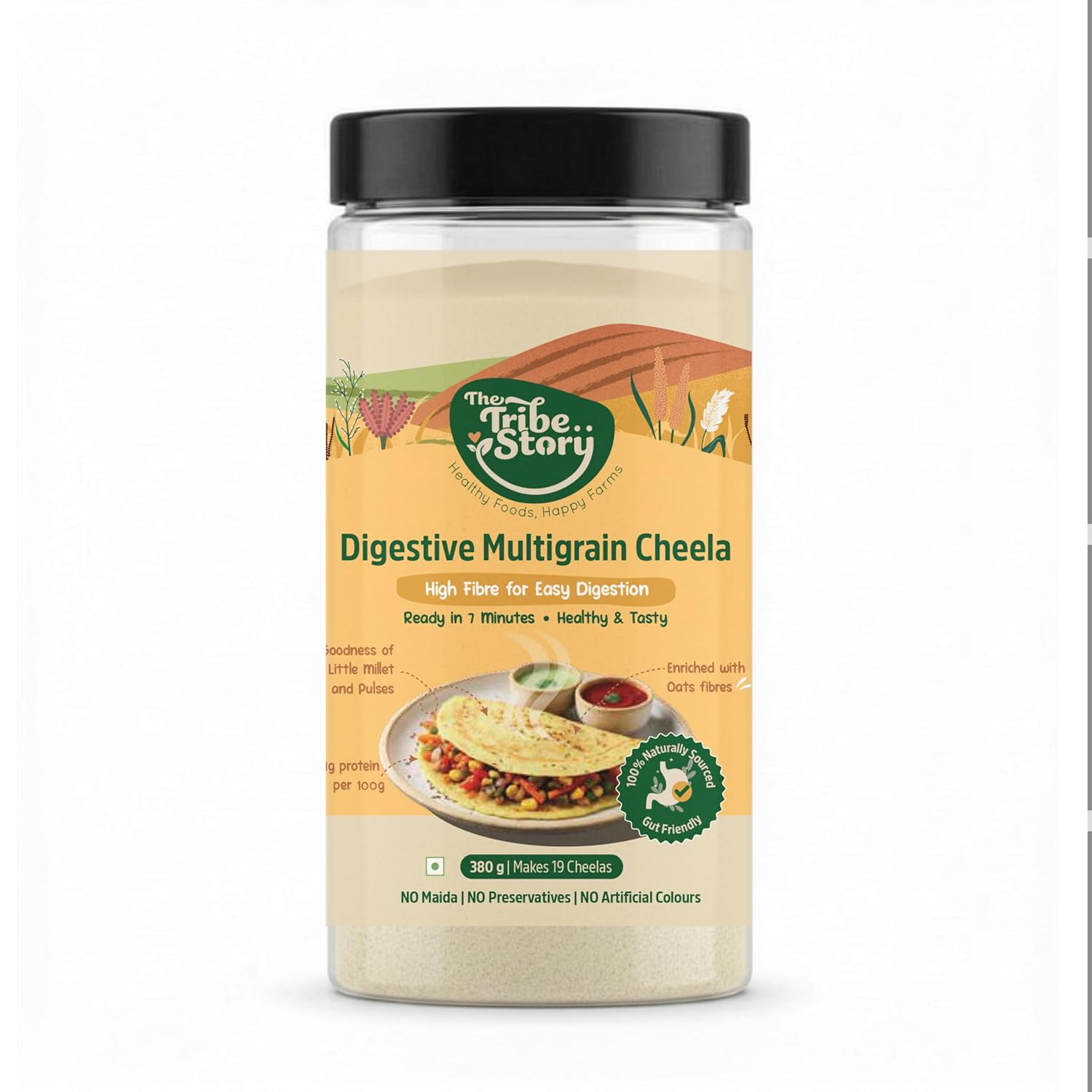 The Tribe Story Digestive Multigrain Cheela Mix 380g | Oats + Little Millet